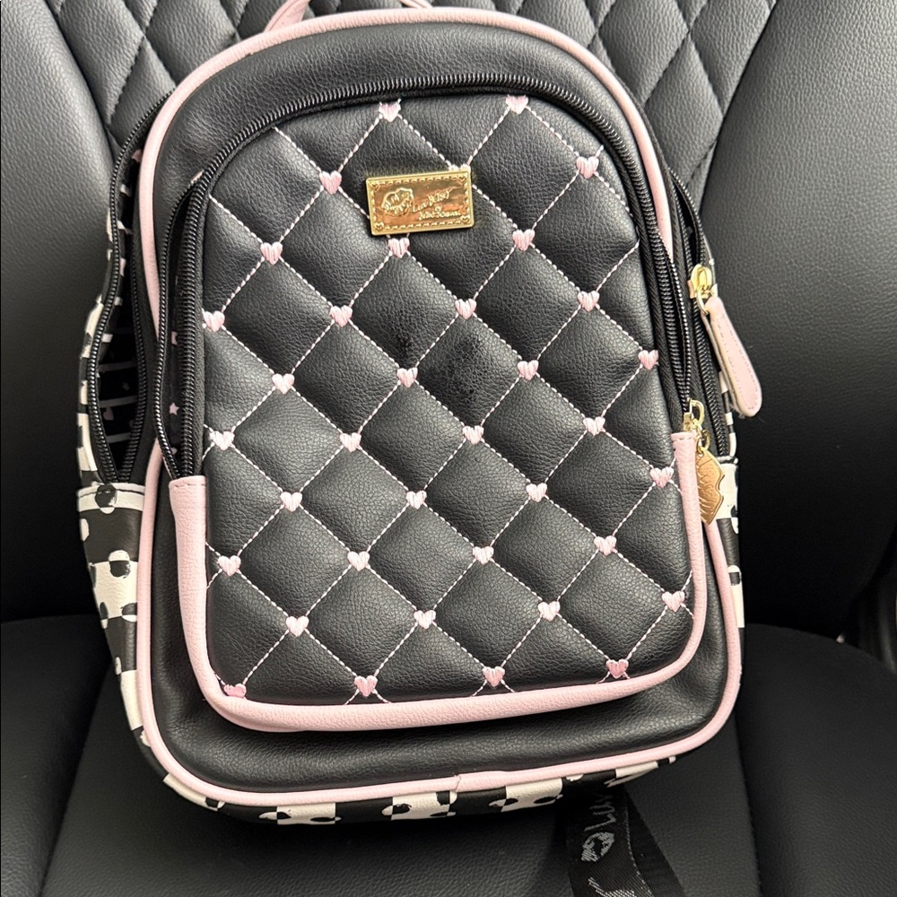 Luv Betsey Quilted Black and Pink Mini Backpack Bag